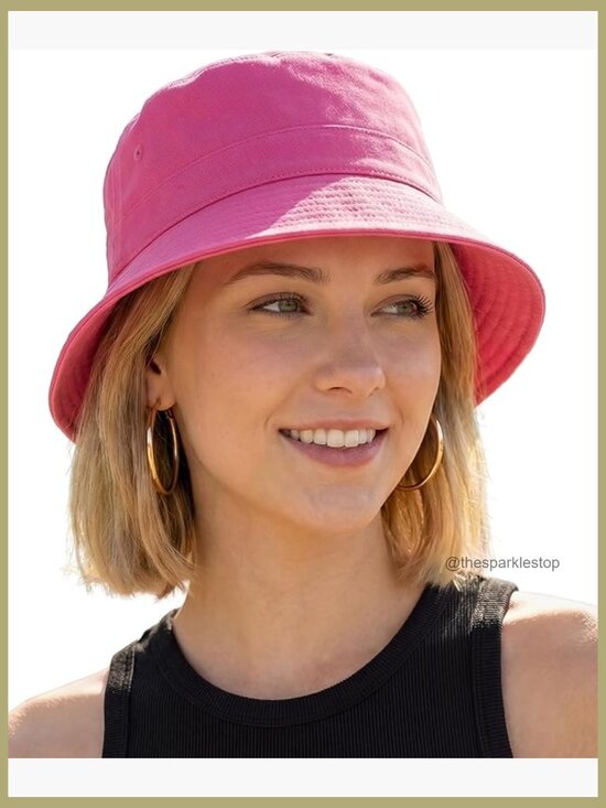 Cotton Bucket Hat Packable Sun Protection Adjustable Drawstring